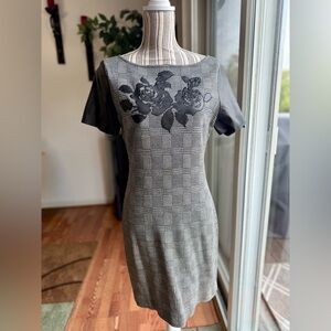 St. John Plaid Dress with Floral Detail